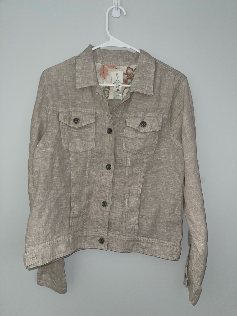 Joie women's 100% Linen utility Jacket Beige NWT